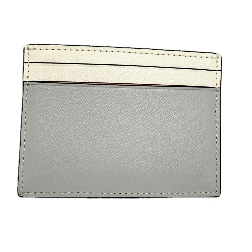 Kate Spade Madison Colorblock Saffiano Leather Slim Cardholder Cream/Plat. Gray